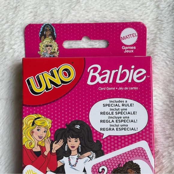 Mattel UNO Barbie Card Game NWT Special Rule Collectible Barbiemania Fun - Picture 6 of 8